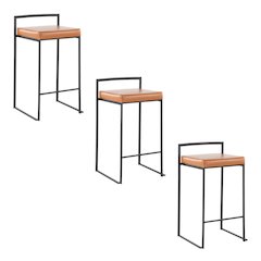 Fuji Stacker 26" Fixed-Height Counter Stool - Set of 3 in Black Metal
