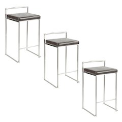 Fuji Stacker 26" Fixed-Height Counter Stool - Set of 3