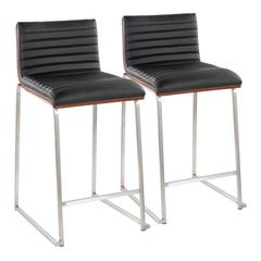 Silver Mason Mara 26" Fixed-Height Counter Stool - Set of 2