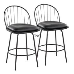 Black Riley Claire 26" Fixed-Height Counter Stool - Set of 2