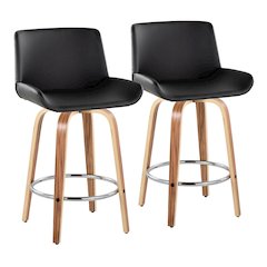 Santi 25" Fixed-Height Counter Stool - Set of 2 in Zebra Wood