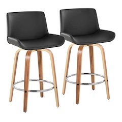 Santi 25" Fixed-Height Counter Stool - Set of 2 in Zebra Wood