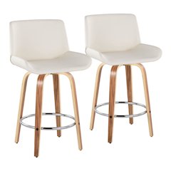 Santi 25" Fixed-Height Counter Stool - Set of 2 in Zebra Wood