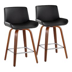 Santi 25" Fixed-Height Counter Stool - Set of 2 in Walnut Wood
