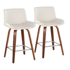 Santi 25" Fixed-Height Counter Stool - Set of 2 in Walnut Wood