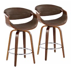 Symphony 26" Fixed-Height Counter Stool - Set of 2 in Walnut Wood