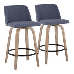 White Toriano 26" Fixed-Height Counter Stool - Set of 2