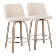 White Toriano 26" Fixed-Height Counter Stool - Set of 2