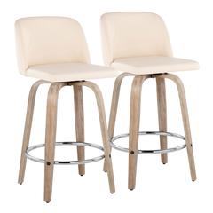 White Toriano 26" Fixed-Height Counter Stool - Set of 2