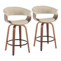 Beige Vintage Mod 26" Fixed-Height Counter Stool - Set of 2