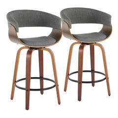 Grey Vintage Mod 26" Fixed-Height Counter Stool - Set of 2