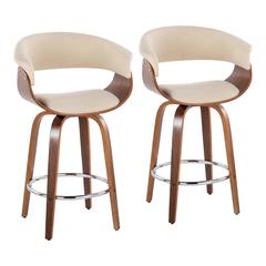 Beige Vintage Mod 26" Fixed-Height Counter Stool - Set of 2