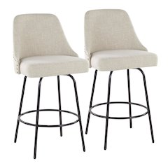 Studded Marcel 27" Fixed-Height Counter Stool - Set of  2