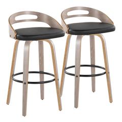 Grey Cassis 30" Fixed-Height Barstool - Set of 2
