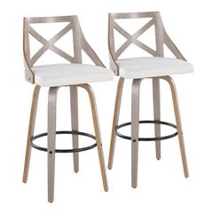 Grey Charlotte 30" Fixed-Height Barstool - Set of 2