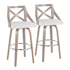 Grey Charlotte 30" Fixed-Height Barstool - Set of 2