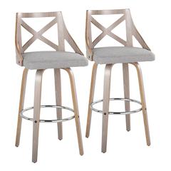 Grey Charlotte 30" Fixed-Height Barstool - Set of 2