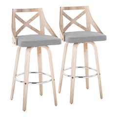 Grey Charlotte 30" Fixed-Height Barstool - Set of 2