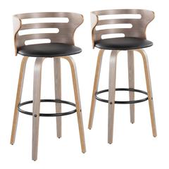 Grey Cosini 30" Fixed-Height Barstool - Set of 2