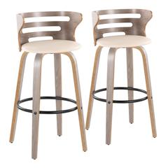 Grey Cosini 30" Fixed-Height Barstool - Set of 2
