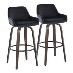 Brown Daniella 30" Fixed-Height Barstool - Set of 2