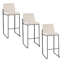 Fuji High Back 30" Fixed-Height Barstool - Set of 3