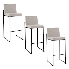 Fuji High Back 30" Fixed-Height Barstool - Set of 3