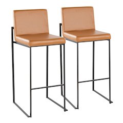 Fuji High Back 30" Fixed-Height Barstool - Set of 2
