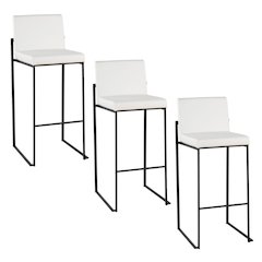 Fuji High Back 30" Fixed-Height Barstool - Set of 3