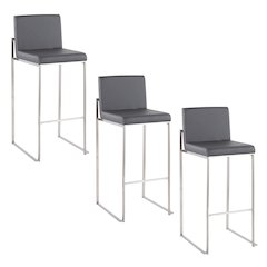 Fuji High Back 30" Fixed-Height Barstool - Set of 3