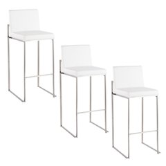Fuji High Back 30" Fixed-Height Barstool - Set of 3