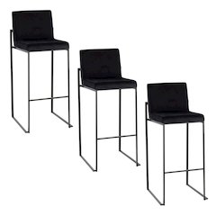 Fuji High Back 30" Fixed-Height Barstool - Set of 3