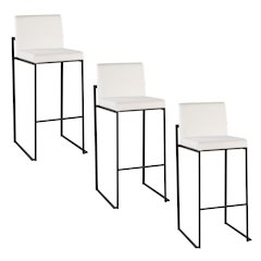 Fuji High Back 30" Fixed-Height Barstool - Set of 3