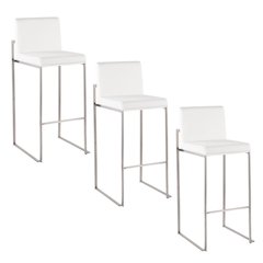 Fuji High Back 30" Fixed-Height Barstool - Set of 3