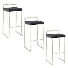 Fuji Stacker 30" Fixed-Height Barstool - Set of 3