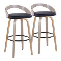 Grey Grotto 30" Fixed-Height Barstool - Set of 2