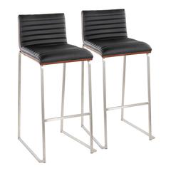 Silver Mason Mara 30" Fixed-Height Barstool - Set of 2