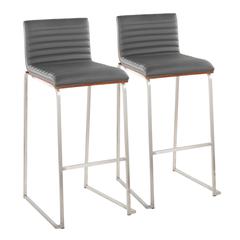 Grey Mason Mara 30" Fixed-Height Barstool - Set of 2