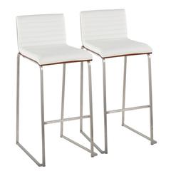 White Mason Mara 30" Fixed-Height Barstool - Set of 2