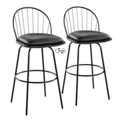 Black Riley Claire 30" Fixed-Height Barstool - Set of 2