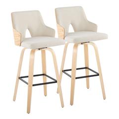 Beige Stella 30" Fixed-Height Barstool - Set of 2