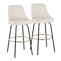 Studded Marcel 30" Fixed-Height Barstool - Set of 2