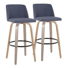 Black Toriano 30" Fixed-Height Barstool - Set of 2