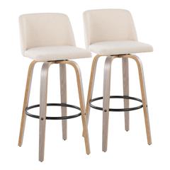 Black Toriano 30" Fixed-Height Barstool - Set of 2