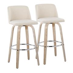 White Toriano 30" Fixed-Height Barstool - Set of 2