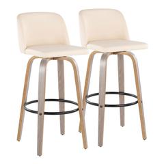 Black Toriano 30" Fixed-Height Barstool - Set of 2