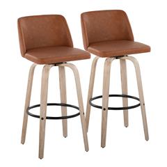 Beige Toriano 30" Fixed-Height Barstool - Set of 2