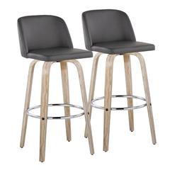 White Toriano 30" Fixed-Height Barstool - Set of 2