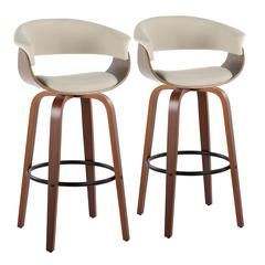 Beige Vintage Mod 30" Fixed-Height Barstool - Set of 2