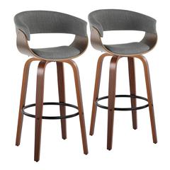 Grey Vintage Mod 30" Fixed-Height Barstool - Set of 2